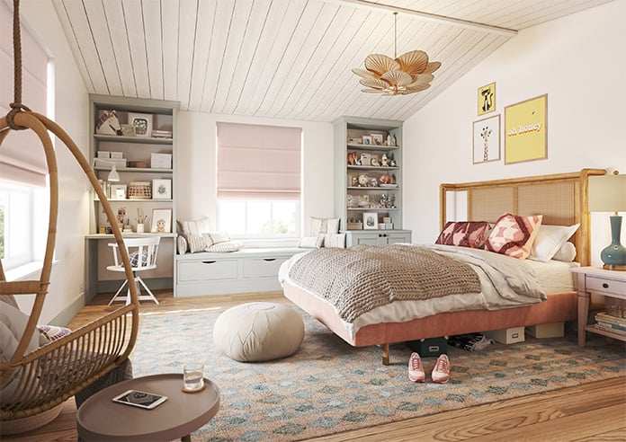 Saltaire, Rose Quartz - Motorised Roman Blind - Image 6